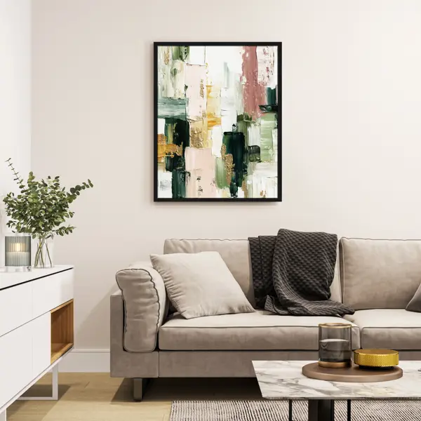 Картина в раме Postermarket Зеленая абстракция 40x50 см цвет разноцветный