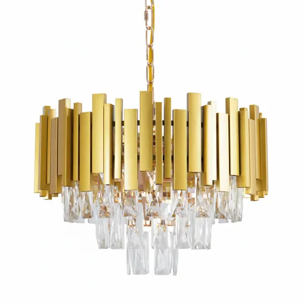 Люстра подвесная Frida 5 ламп 15 м² цвет золото/прозрачный