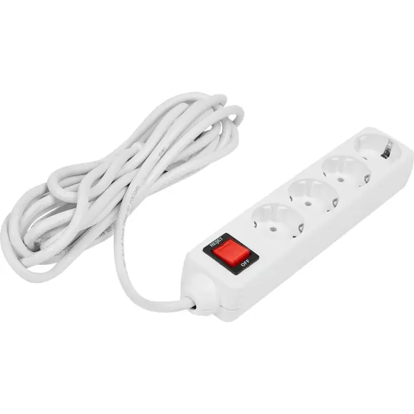 Сетевой фильтр Защита Про 4 розетки с заземлением 3x1.5 мм 5 м 3500 Вт цвет белый