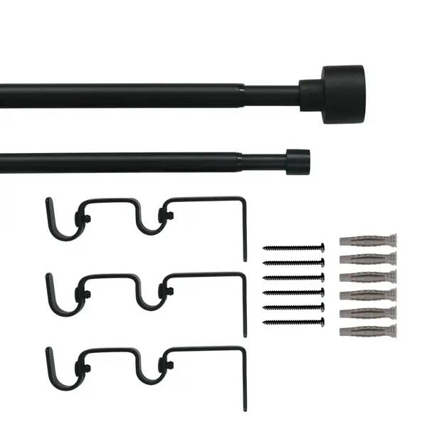 Настенный карниз раздвижной двухрядный Duplo d16/19 160-300 см металл цвет черный