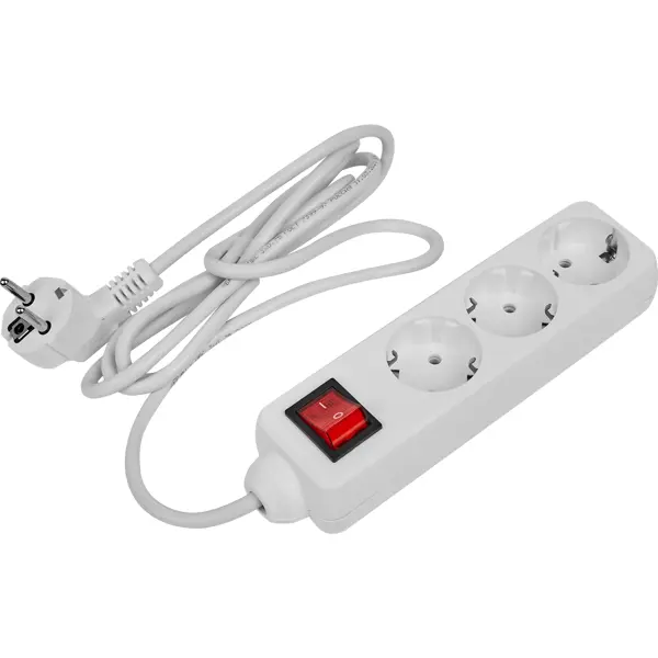 Удлинитель бытовой Защита Про 3 розетки с заземлением 3x0.75 мм 1.8 м 2200 Вт цвет белый