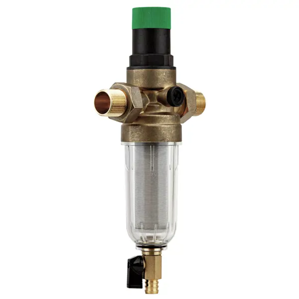 Промывной фильтр для ХВС Посейдон 3/4" НР 100 мкм с редуктором давления латунь 13623
