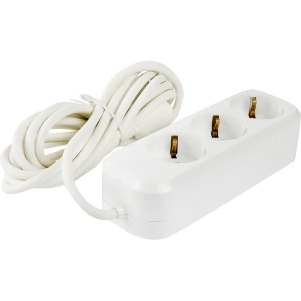 Удлинитель бытовой 3 розетки с заземлением 3x0.75 мм 3 м цвет белый