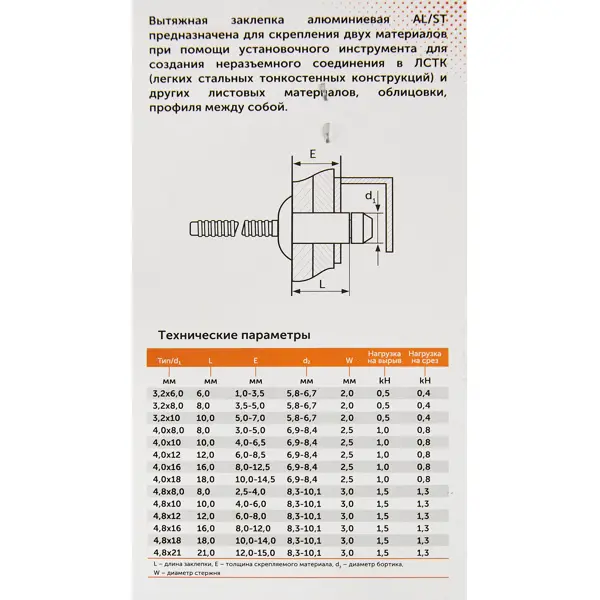 Заклепка Sormat 4.8X21 мм, 25 шт.