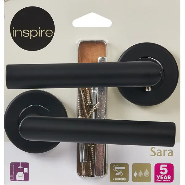 Дверные ручки Inspire Sara без запирания цвет черный матовый