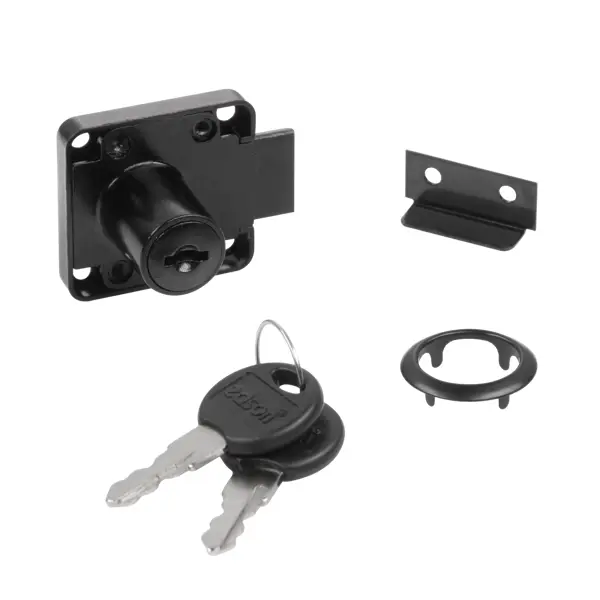 Замок мебельный врезной 22x19 мм цвет черный