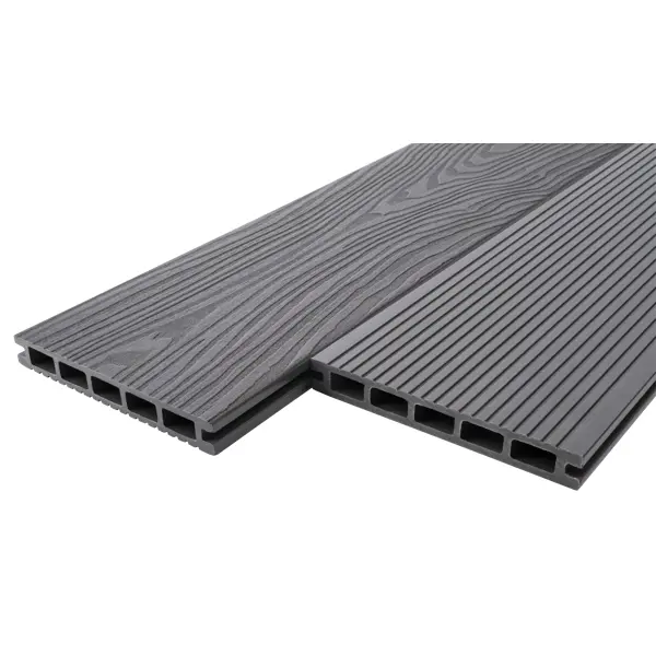 Террасная доска ДПК T-Decks цвет Серый 3000x150x20 мм двусторонний вельвет 0.45 м²