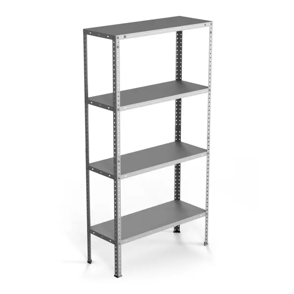 Стеллаж металлический 70x140x30 см оцинкованная сталь нагрузка на полку 30 кг цвет серый
