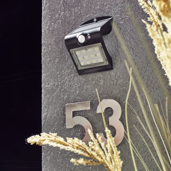 Светильник светодиодный уличный на солнечных батареях Inspire Kano IP44 с датчиком движения и освещённости, цвет чёрный