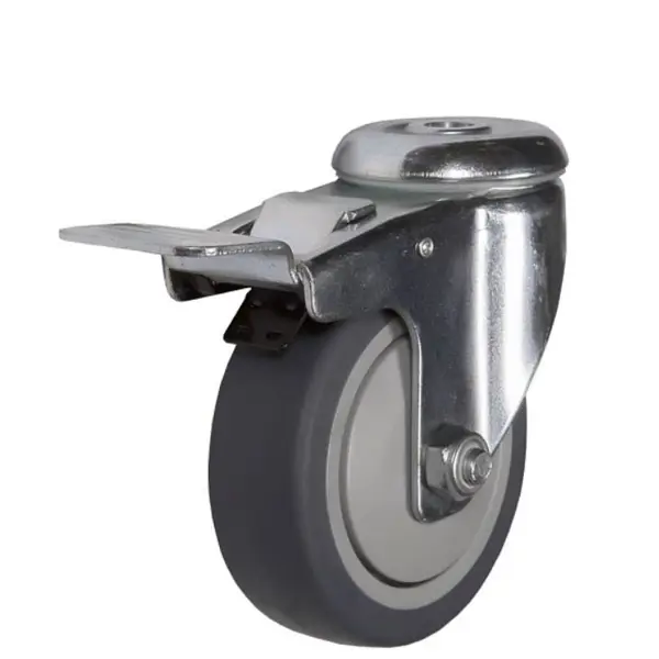 Колесо поворотное с тормозом 40 мм до 30 кг с болтом М8 цвет серый