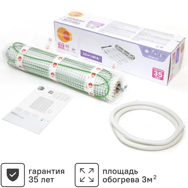 Нагревательный мат для теплого пола Equation 3 м2 480 Вт