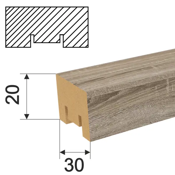 Рейка Милана 20x30x2700 мм МДФ цвет дуб винтаж