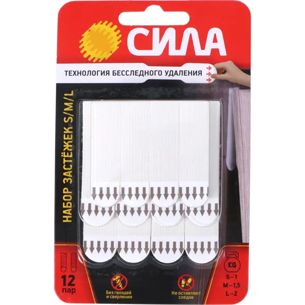 Застежки Сила SHS-MIXSML-W12 97x170x30 мм белый 12 шт.