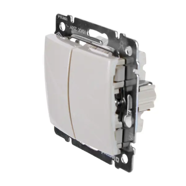 Выключатель двухклавишный - Legrand Valena - 10А 250В схема 5 безвинтовые зажимы - слоновая кость