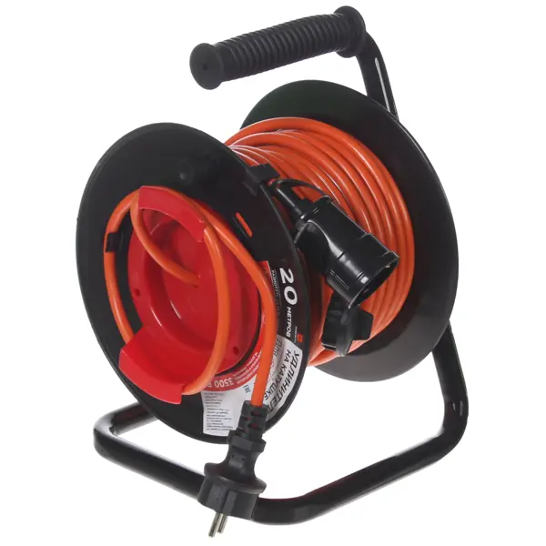 Удлинитель на катушке садовый Защита Про 1 розетка с заземлением 3x1.5 мм 20 м цвет оранжевый/черный
