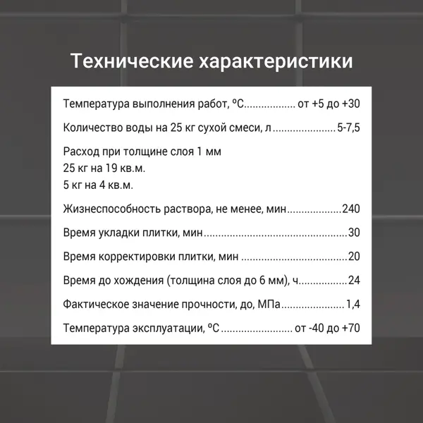Клей для плитки Unis Плюс C1TE 25 кг