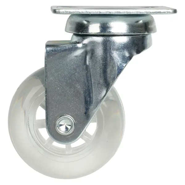 Мебельный ролик поворотный без тормоза 50 мм до 30 кг цвет прозрачный