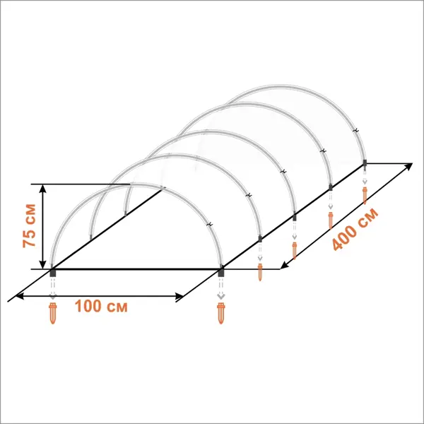 Парник Агротекс тоннельный 4x0.8x0.8 м