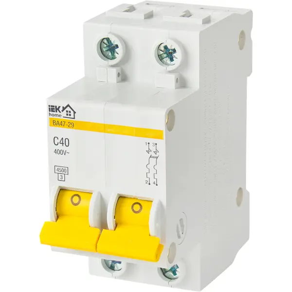 Автоматический выключатель IEK Home ВА47-29 2P N C40 А 4.5 кА