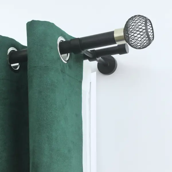 Настенный карниз раздвижной двухрядный Glama d25/28 200-360 см металл цвет черный