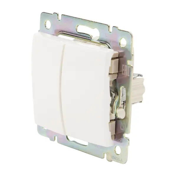 Переключатель двухклавишный - Legrand Valena - 10А 250В схема 6/2 безвинтовые зажимы - белый