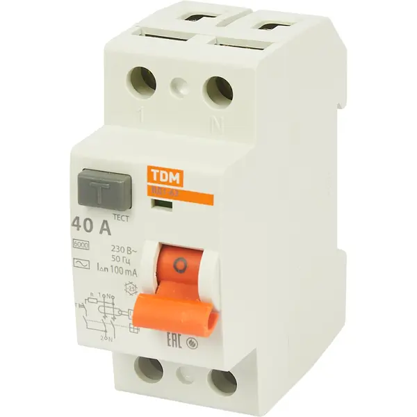 УЗО Tdm Electric ВД1-63 2P 40 A 100 мА 4.5 кА AC SQ0203-0011