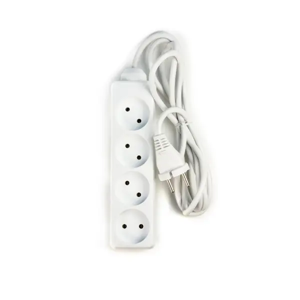 Удлинитель бытовой Защита Про 4 розетки без заземления 2x0.75 мм 1.8 м цвет белый