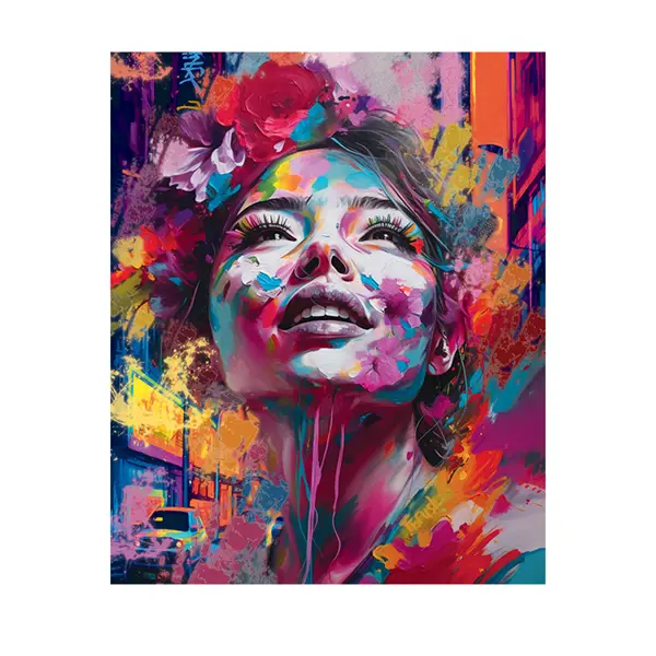 Картина на холсте Девушка в красках 40x50 см