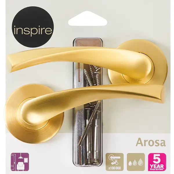 Дверные ручки Inspire Arosa алюминий без запирания цвет латунь матовая