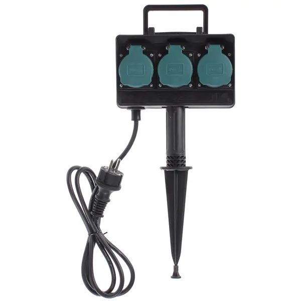 Удлинитель на пике Electraline 3 розетки с заземлением 3x1 мм 1.5 м цвет черный