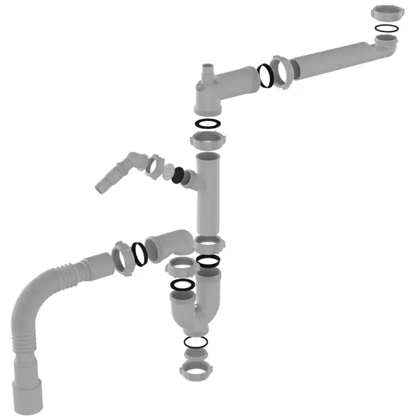 Сифон для мойки поворотный Equation 40 мм без выпуска 2 отвода