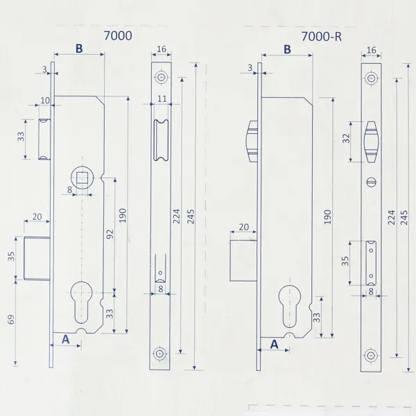 Замок врезной apecs 7500 25 ni