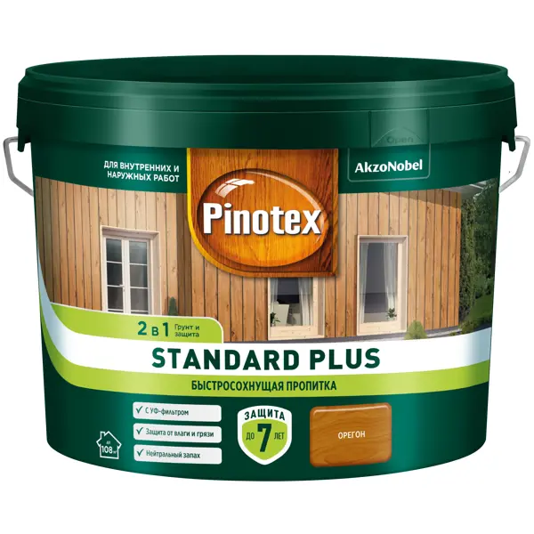 Антисептик Pinotex Standard Plus полуматовый орегон 9 л