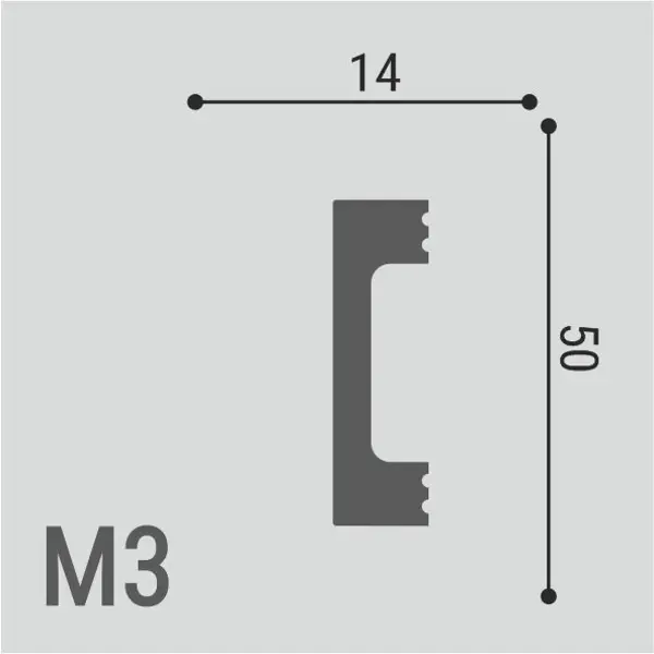 Молдинг потолочный полистирол ударопрочный Де-Багет Polymer М 3 белый 14x50x2000 мм
