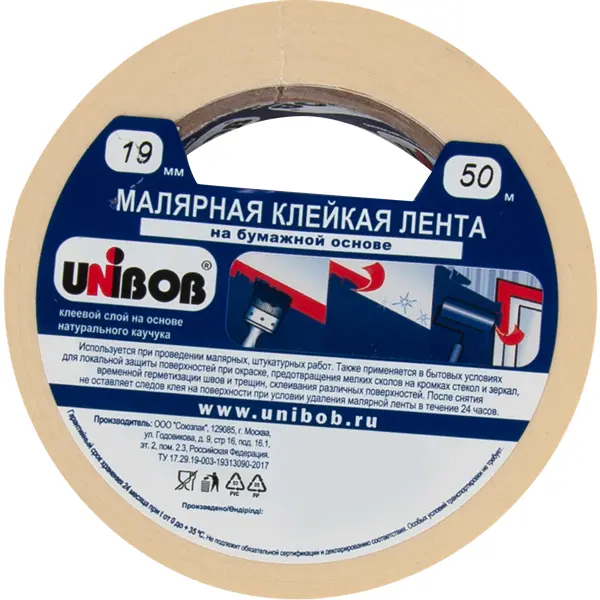 Лента малярная Unibob 19 мм x 50 м