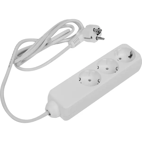 Удлинитель бытовой Защита Про 3 розетки с заземлением 3x0.75 мм 1.8 м 2200 Вт цвет белый