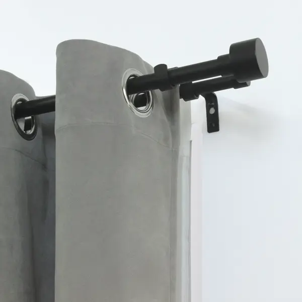 Настенный карниз раздвижной двухрядный Duplo d16/19 160-300 см металл цвет черный