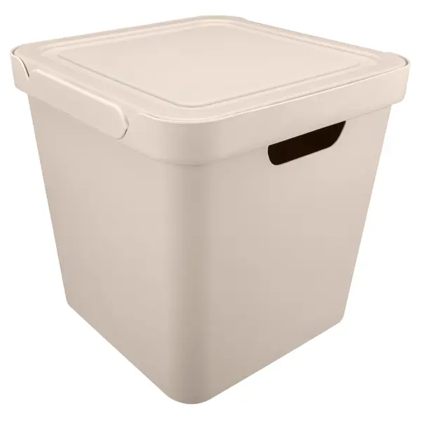 Ящик Luxe 28.6x28.6x28.6 см 18 л пластик с крышкой цвет бежевый