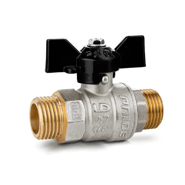 Кран шаровой прямой LD DN15 PN40 1/2" НР латунь ручка бабочка