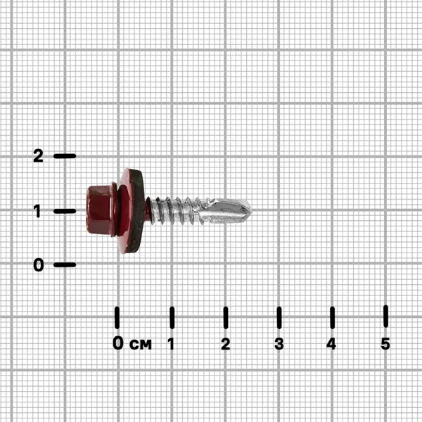 Саморезы кровельные по металлу Standers с пресс-шайбой RAL3005 5.5x25 12 шт.