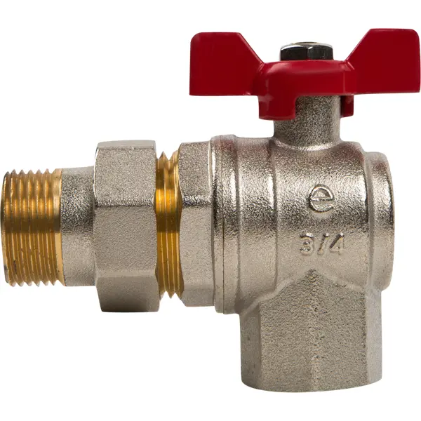 Кран шаровой Equation со сгоном угловой 3/4" никелированная латунь