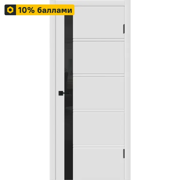 Дверь межкомнатная остекленная с замком и петлями в комплекте Бостон Х 90x200 см эмаль белый