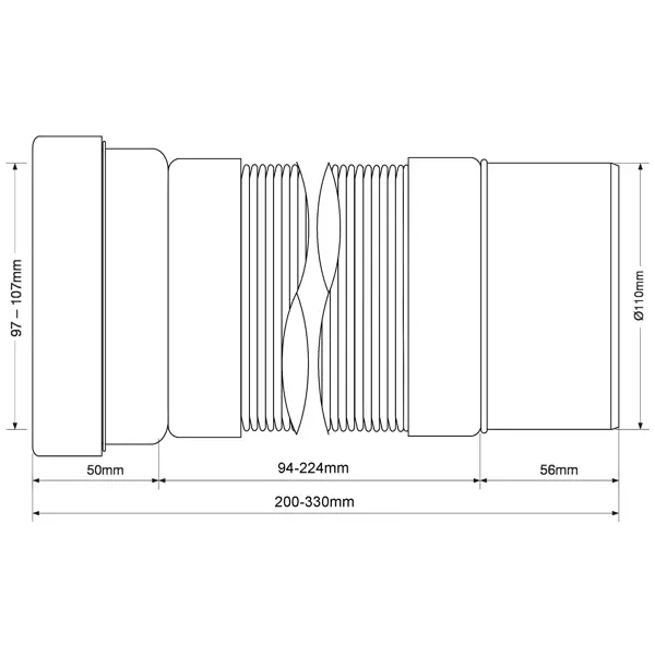 Труба фановая для унитаза McAlpine раздвижная 200-330 мм MRWC-F20P