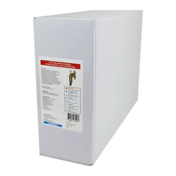 Промывной фильтр для ГВС Посейдон 1/2" НР 100 мкм латунь 13624