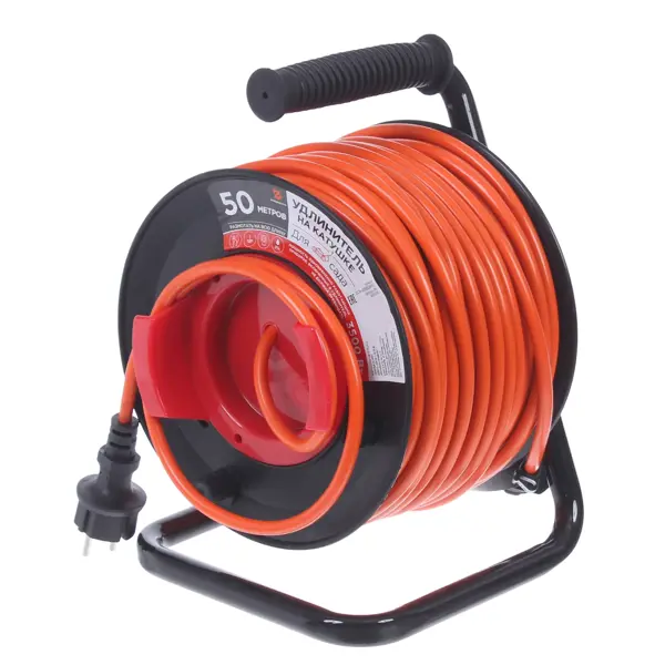 Удлинитель на катушке садовый Защита Про 1 розетка с заземлением 3x1.5 мм 50 м цвет оранжевый/черный