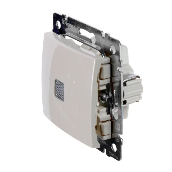 Выключатель одноклавишный с подсветкой - Legrand Valena - 10А 250В схема 1L безвинтовые зажимы - слоновая кость