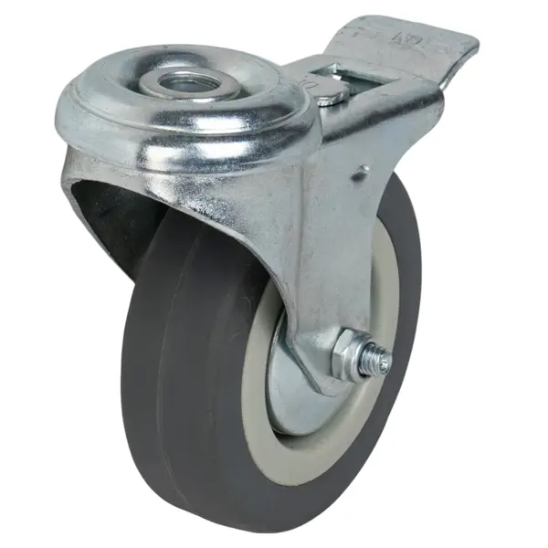 Колесо поворотное с тормозом 75 мм до 50 кг цвет серый