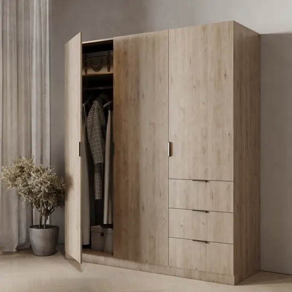 Шкаф распашной Турин Комфорт 3523 с 3 дверями 180x213x59.6 см ЛДСП цвет гикори джексон