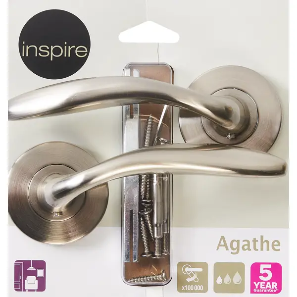 Дверные ручки Inspire Agathe алюминий без запирания цвет никель