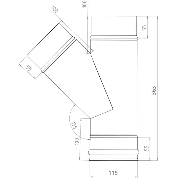 Тройник 135° Металлик и Ко 430/0.8 мм D115 мм